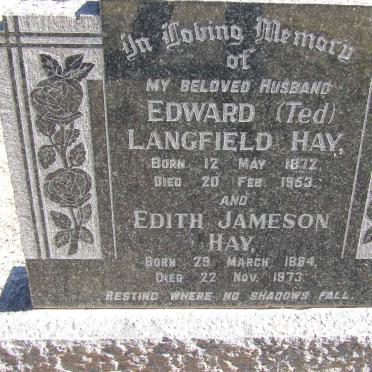 HAY Edward Langfield 1872-1953 &amp; Edith Jameson 1894-1973