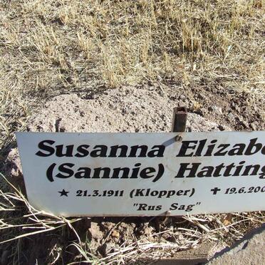 HATTINGH Susanna Elizabeth nee KLOPPER 1911-2003