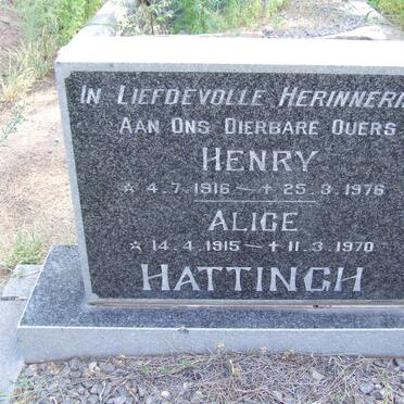 HATTINGH Henry 1916-1976 &amp; Alice 1915-1970