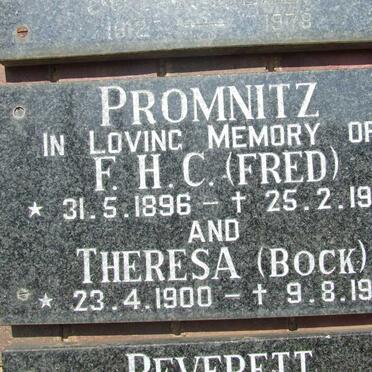 PROMNITZ F.H.C. 1896-1979 &amp; Theresa BOCK 1900-1981