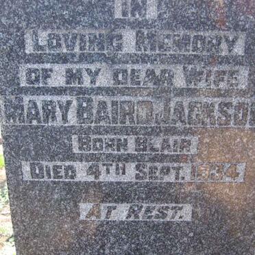 JACKSON Mary Baird nee BLAIR -1934