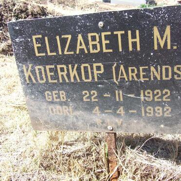 KOERKOP Elizabeth M. nee ARENDSE 1922-1992