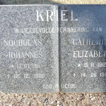 KRIEL Nocholas Johannes 1911-1988 &amp; Catherina Elizabeth 1912-1984