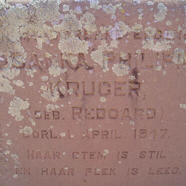 KRUGER Susanna Philipina nee REDGARD -1947