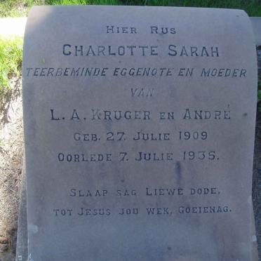KRUGER Charlotte Sarah 1909-1935