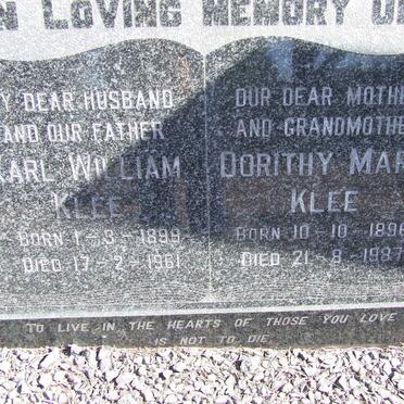 KLEE Karl William 1899-1961 &amp; Dorithy Mary 1896-1987