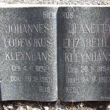KLEYNHANS Johannes Lodewikus 1892-1957 &amp; Jeanetta Elizabeth J. 1894-1967