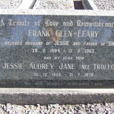 LEARY Frank, Glen 1884-1962 &amp; Jessie Audrey Jane TROLLOPE 1885-1970
