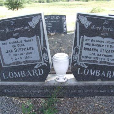 LOMBARD Jan Stephaus 1919-1990 &amp; Johanna Elizabeth HAYWOOD 1925-1973
