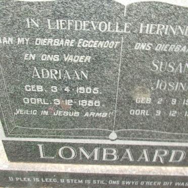 LOMBAARD Adriaan 1905-1958 &amp; Susanna Josina 1906-1960