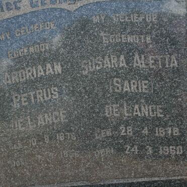 LANGE Adriaan Petrus, de 1878-1956 &amp; Susara Aletta 1878-1960