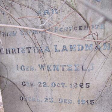 LANDMAN Christina nee WENTZEL 1865-1915