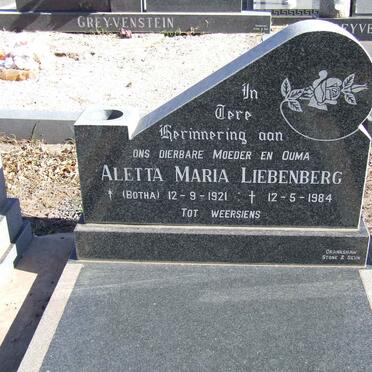 LIEBENBERG Aletta Maria nee BOTHA 1921-1984