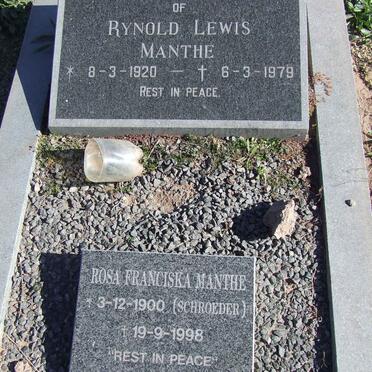 MANTHE Rynold Lewis 1920-1979 &amp; Rosa Franciska SCHROEDER 1900-1998