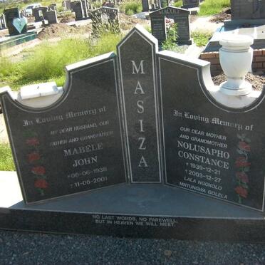 MASIZA Mabele John 1938-2001 &amp; Nolusapho Constance 1939-2003