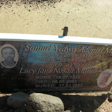 MANELI Samuel Yedwa Adonisi 1918-1986 &amp; Lucy Jane Nosalt 1922-2003