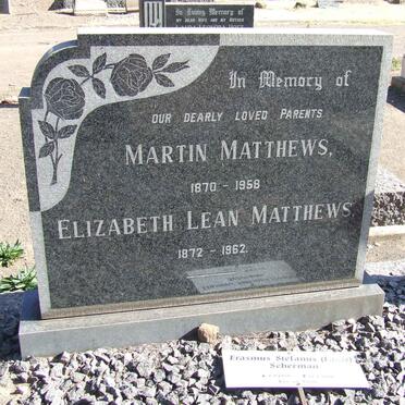 MATTHEWS Martin 1870-1958 &amp; Elizabeth Lean 1872-1962