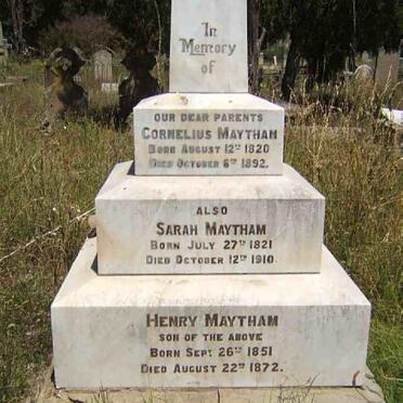 MAYTHAM Cornelius 1820-1892 &amp; Sarah 1821-1910 :: MAYTHAM Henry 1851-1872