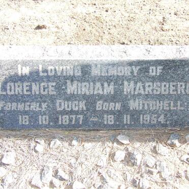 MARSBERG Florence Miriam formerly DUCK nee MITCHELL 1877-1954