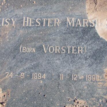 MARSHALL Daisy Hester nee VORSTER 1894-1980