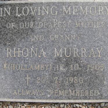 MURRAY Rhona nee HOLLAMBY 1905-1980