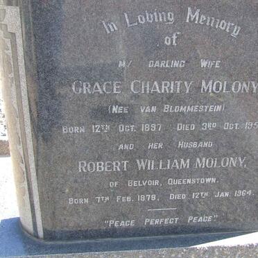 MOLONY Robert William 1878-1964 &amp; Grace Charity VAN BLOMMESTEIN 1897-1955