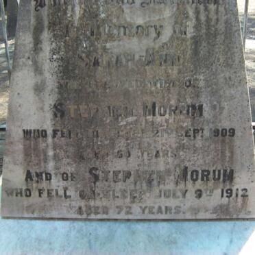 MORUM Stephen -1912 &amp; Sarah Ann -1909