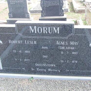 MORUM Robert Leslie 1892-1977 &amp; Agnes May SHEARAR 1893-1978