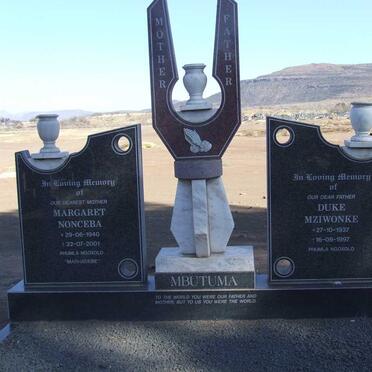 MBUTUMA Duke Mziwonke 1937-1997 &amp; Margaret Nonceba 1940-2001