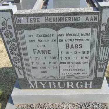 MYBURGH Fanie 1916-1990 &amp; Babs 1918-1998