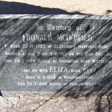 McDONALD Donald 1792-1868 &amp; Eliza FYNN 1805-1886