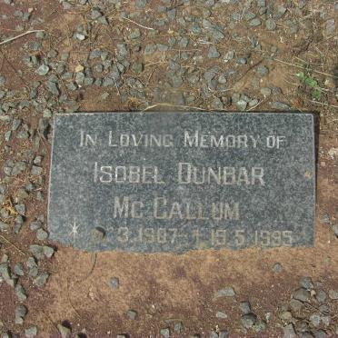 McCALLUM Isobel Dunbar 1907-1995