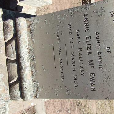 McEWAN Annie Eliza nee HALLIDAY -1930