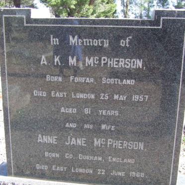 McPHERSON A.K.M. -1957 &amp; Anne Jane -1968