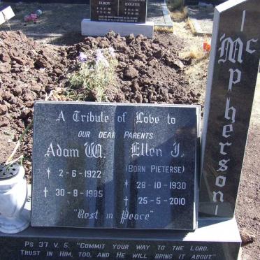 McPHERSON Adam W. 1922-1985 &amp; Ellen J. PIETERSE 1930-2010