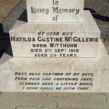 McGILLEWIE Matilda Gustine  WITTHUHN -1910