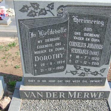 MERWE Cornelius Johannes Stephanus, van der 1920-2001 &amp; Dorothy 1924-1990