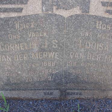 MERWE Cornelis J.S., van der 1888-1948 &amp; Louisa P. BOTHA 1892-1961