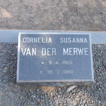 MERWE Cornelia Susanna, van der  1900-1980
