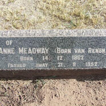 MEADWAY George Edward 1856-1927 &amp; Anne VAN RENEN 1862-1952