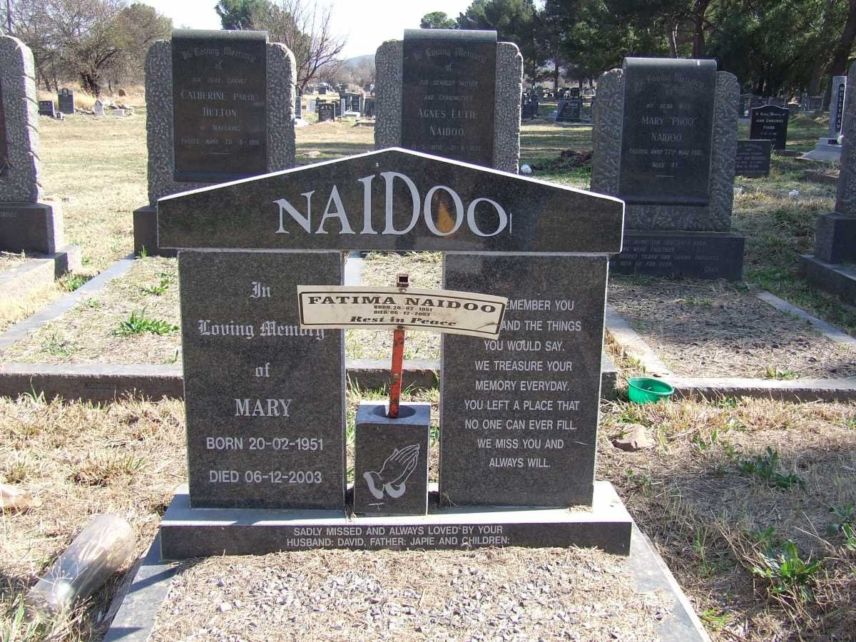 NAIDOO Mary 1951-2003 &amp; Fatima 1951-2003