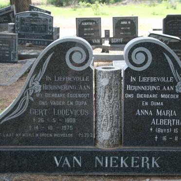 NIEKERK Gert Lodevicus, van 1909-1975 &amp; Anna Maria Alberta BUYS 1911-1985 