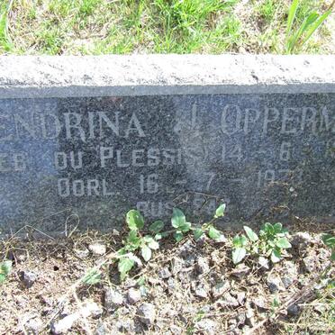 OPPERMAN Hendrina J nee DU PLESSIS 1886-1973