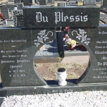 PLESSIS Johannes Jonathan, du 1924-1976 &amp; Elizabeth Jacoba PRETORIUS 1928-2009