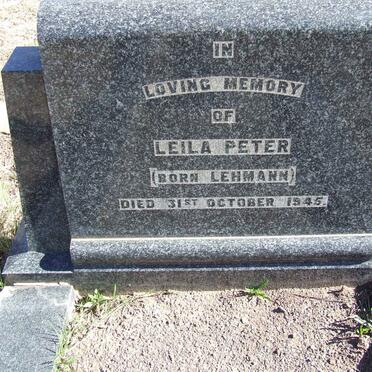 PETER Leila nee LEHMANN -1945