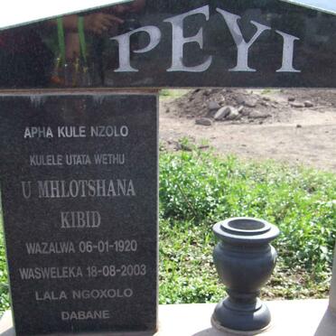 PEYI Mhlotshana Kibid 1920-2003