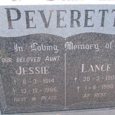PEVERETT Jessie 1914-1986 ::PEVERETT Lance 1909-1990