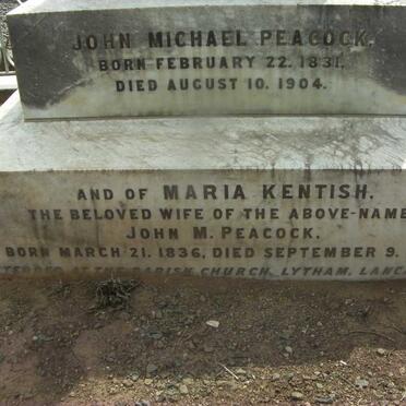 PEACOCK John Michael 1831-1904 &amp; Maria Kentish 1836-1888