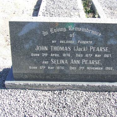 PEARSE John Thomas 1876-1967 &amp; Selina Ann 1875-1966 