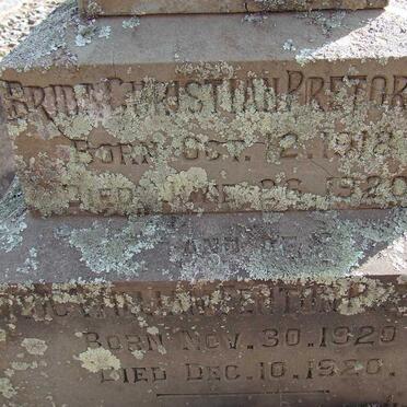 PRETORIUS Bride Christian 1918-1920 :: PRETORIUS Patric William Fenton 1920-1920
